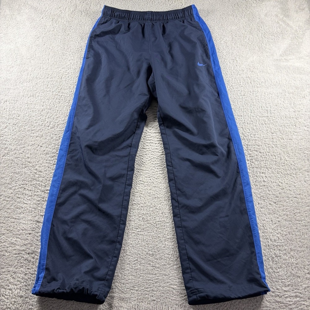 Nike Dri Fit Track Pants Mens Small Navy Blue Straight Fit Retro Cinch Ankle